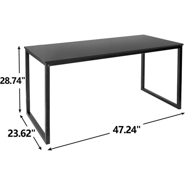 Black Metal Frame Wood Top Modern Home Office Laptop Computer Desk Writing Table - Image 5