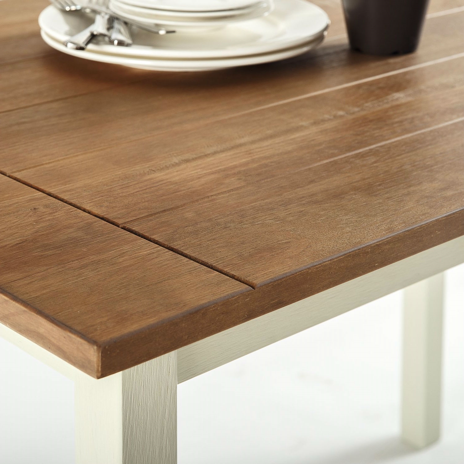 Classic Pine Wood 45 x 28 inch Dining Table with White Legs - Image 3