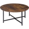 Modern Round Industrial Coffee Table with Rustic Brown Wood Top - Image 2