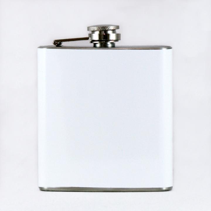 White 6oz Hip Flask