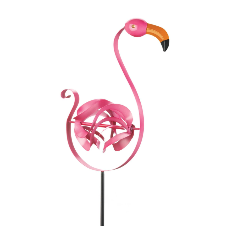 PINK FLAMINGO GARDEN WINDMILL STAKE