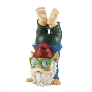 HANDSTAND SOLAR GNOME FIGURINE