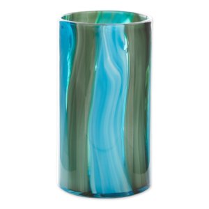 LARGE BLUE CYLINDER GLASS VASE