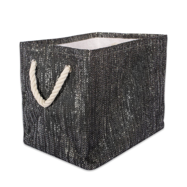 Paper Bin Lurex Black/Silver Rectangle Medium 15X10X12
