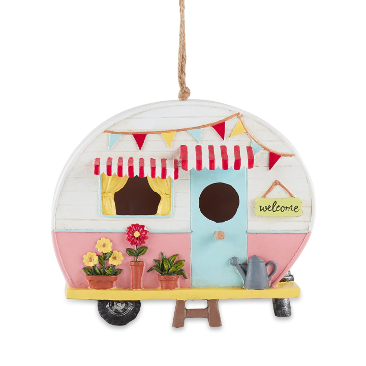 Pink & White Camper Birdhouse