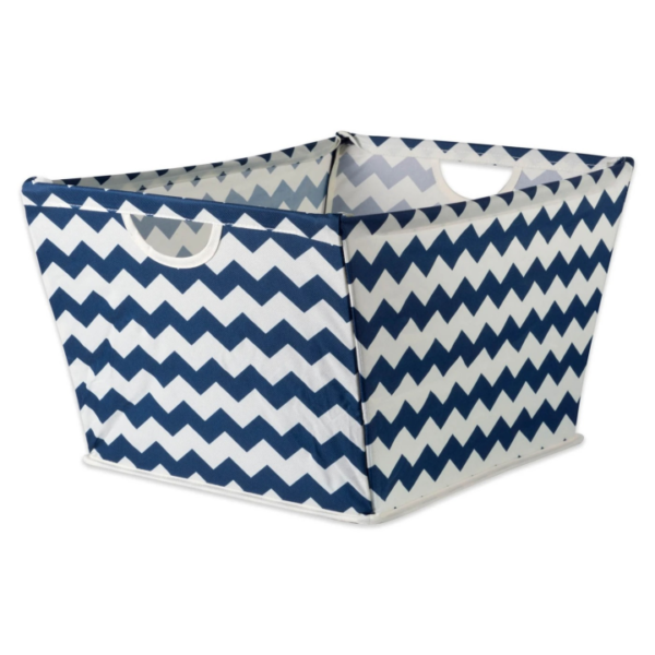 Polyester Bin Chevron Nautical Blue Trapezoid Medium 16X12X10