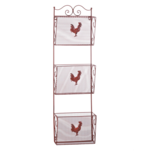 RED ROOSTER TRIPLE BASKET ORGANIZER