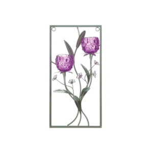 MAGENTA FLOWER TWO CANDLE WALL SCONCE