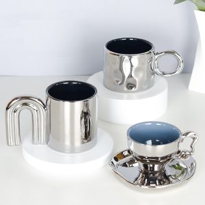 Ins Silver Electroplated Ceramic Mug Lovers' High Face Value