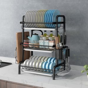 Cupboard Double-layer Supplies Storage Box Rack