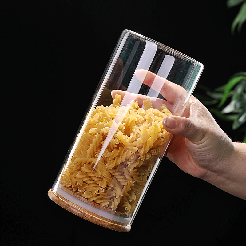 Kitchen Jar For Food Storage Round High Borosilicate Food Glass Jars with Bamboo Lid - Image 6