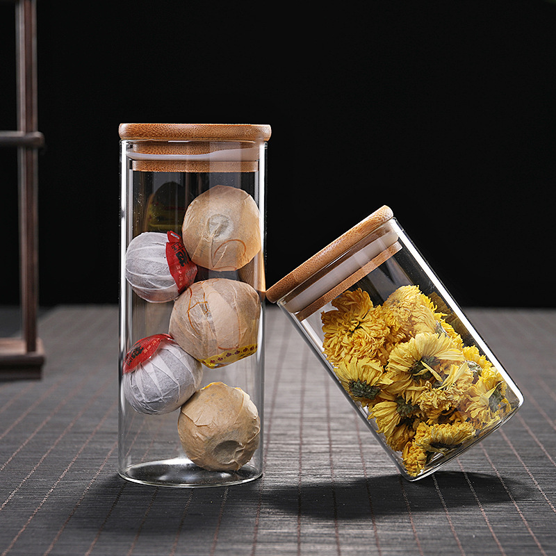 Kitchen Jar For Food Storage Round High Borosilicate Food Glass Jars with Bamboo Lid - Image 4