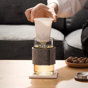 Heat-resistant Borosilicate Glass Tea Cup Office Filter Flower Felt Cup Cover Heat Insulation