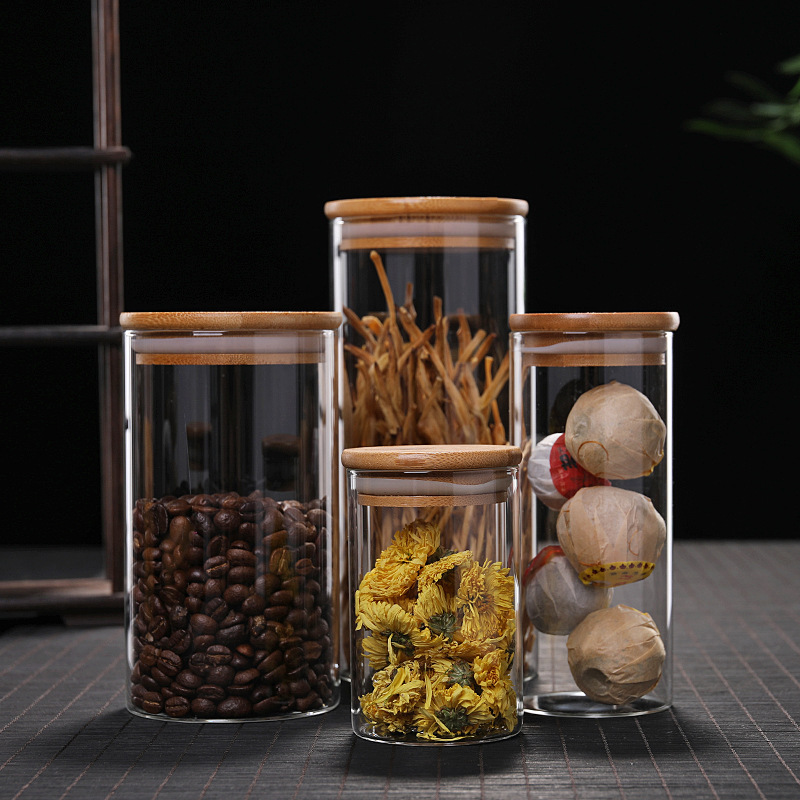 Kitchen Jar For Food Storage Round High Borosilicate Food Glass Jars with Bamboo Lid - Image 5