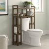 Solid Wood Over the Toilet Bathroom Storage Unit in Medium Brown Finish - Image 3