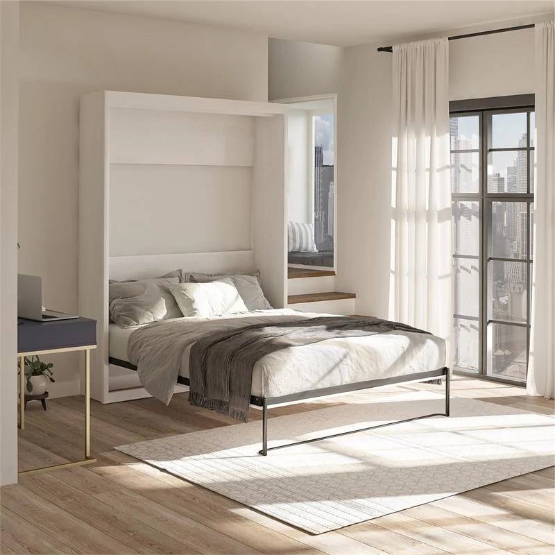 Queen size Murphy Bed Wallbed in Ivory Oak Wood Finish - Image 2