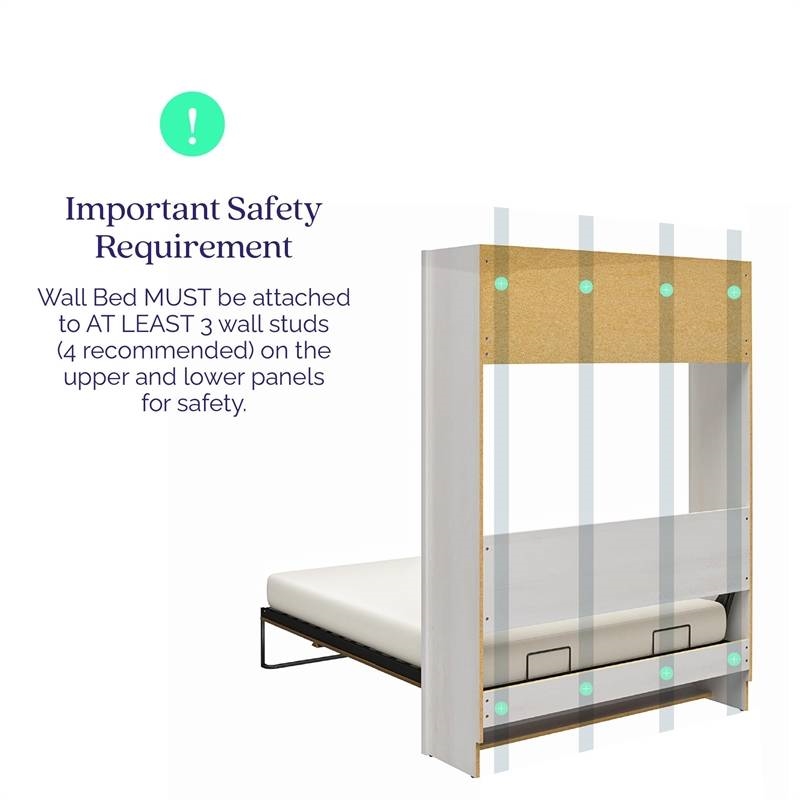 Queen size Murphy Bed Wallbed in Ivory Oak Wood Finish - Image 5