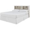 Queen size Farmhouse Storage Headboard in Rustic White Wood Finish - Image 3