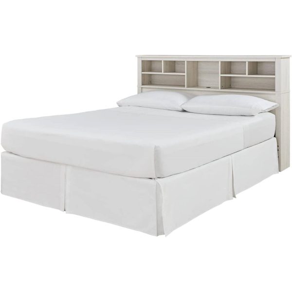 Queen size Farmhouse Storage Headboard in Rustic White Wood Finish - Image 3