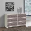 Modern 6-Drawer Dresser in Rustic White Brown Wood Finish - Image 3