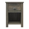 Farmhouse 1-Drawer Bedroom Nightstand with Open Shelf in Rustic Grey Oak - Image 2