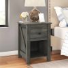 Farmhouse 1-Drawer Bedroom Nightstand with Open Shelf in Rustic Grey Oak - Image 4