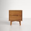 FarmHouse 2 Drawer Solid Wood Nightstand Medium Brown - Image 2
