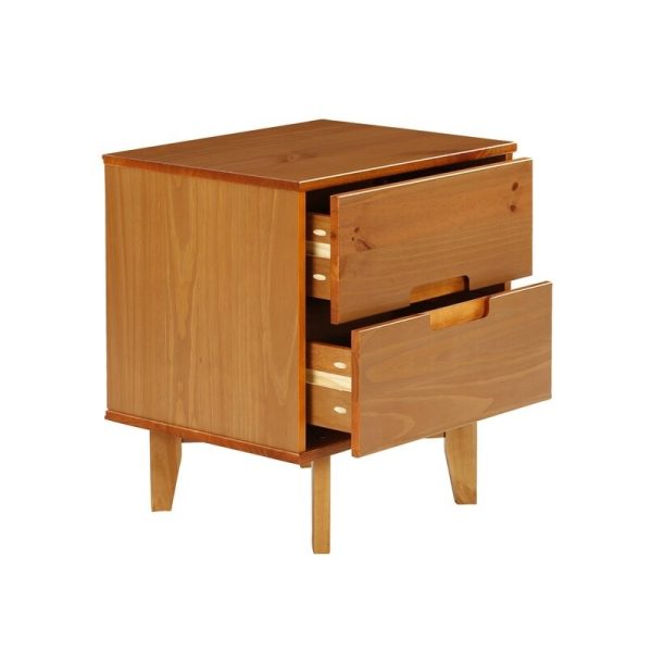 FarmHouse 2 Drawer Solid Wood Nightstand Medium Brown - Image 5