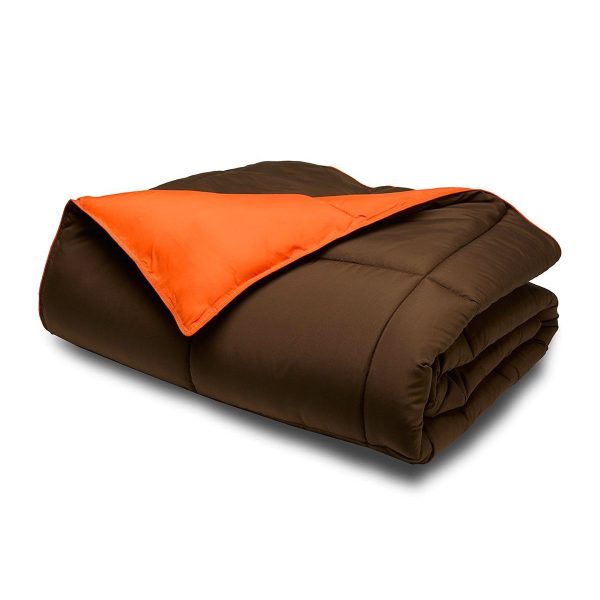 King/CAL King size 3-Piece Brown Orange Microfiber Comforter Set with 2 Shams - Image 2