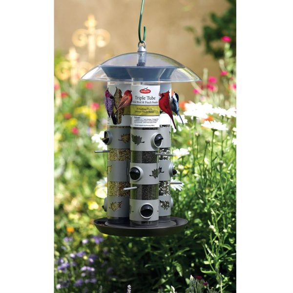 2-in-1 Triple Tube Squirrel Baffle Bird Feeder - Image 2