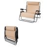 2 Person Tan Extra Wide Zero Gravity Chair Lounger with Cup Holders Headrest - Image 4