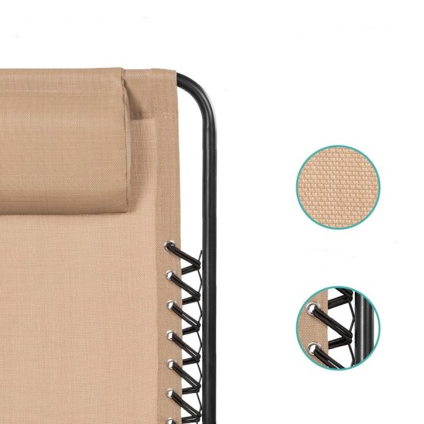 2 Person Tan Extra Wide Zero Gravity Chair Lounger with Cup Holders Headrest - Image 5