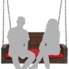 Brown Wicker Hanging Patio Porch Swing Bench w/ Mounting Chains and Red Seat Cushion - Image 4