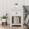 Farmhouse 1-Drawer Bedroom Nightstand with Open Shelf in Rustic Off-White Oak - Image 2