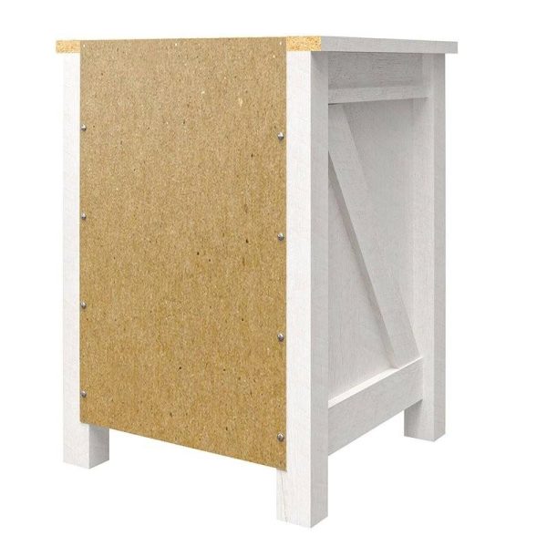 Farmhouse 1-Drawer Bedroom Nightstand with Open Shelf in Rustic Off-White Oak - Image 4
