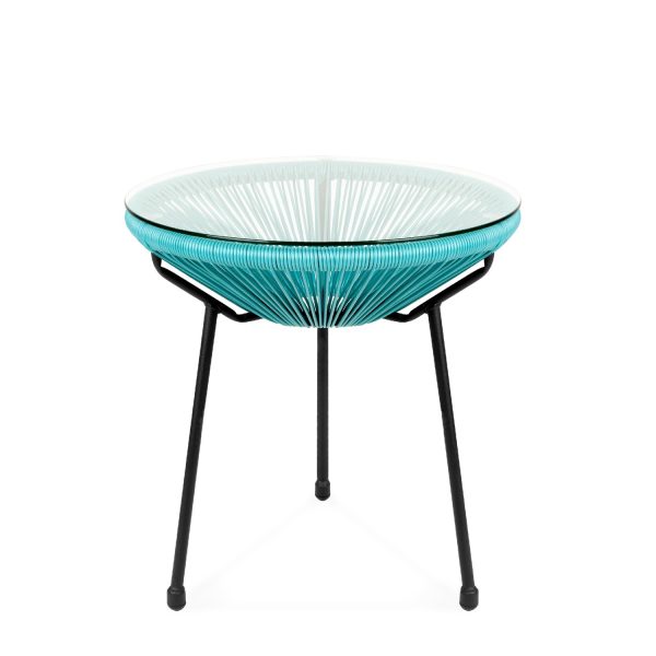 3 Piece Teal Oval Patio Woven Rocking Chair Bistro Set - Image 3