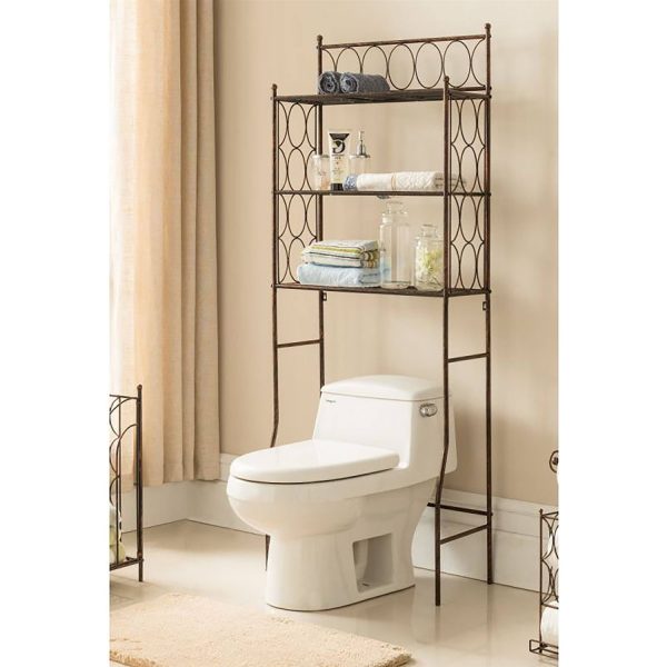 Brushed Copper Finish Iron 3 Tier Bathroom Rack - Image 2
