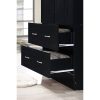 Black 2 Door Wardrobe Armoire with 2 Drawers and Hanging Rod Storage - Image 3