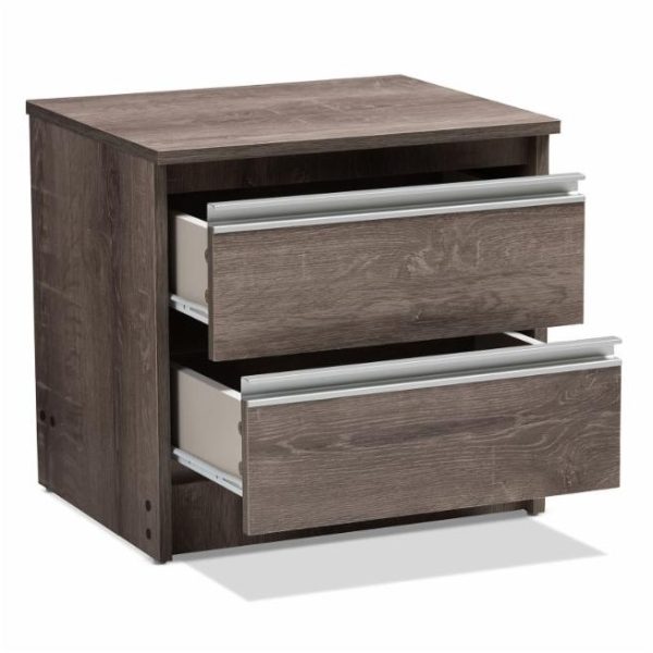 Rustic FarmHome 2 Drawer Nightstand Natural Oak - Image 2