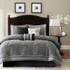 Queen size 7-Piece Comforter Set in Black White Grey Damask Pattern - Image 3