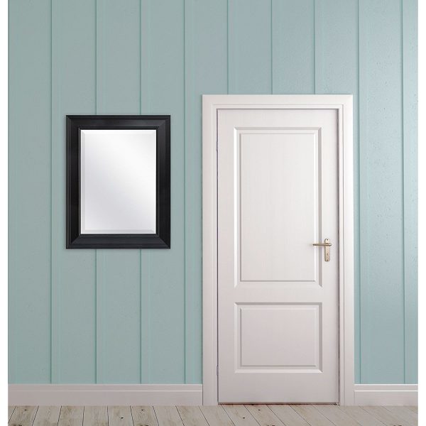 Black 27.5 x 21.5 inch Beveled Bathroom Mirror with Wall Hangers - Image 4
