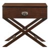 Cappuccino Brown Wood 1-Drawer End Table Nightstand with X Legs - Image 2