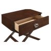 Cappuccino Brown Wood 1-Drawer End Table Nightstand with X Legs - Image 3