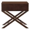 Cappuccino Brown Wood 1-Drawer End Table Nightstand with X Legs - Image 4