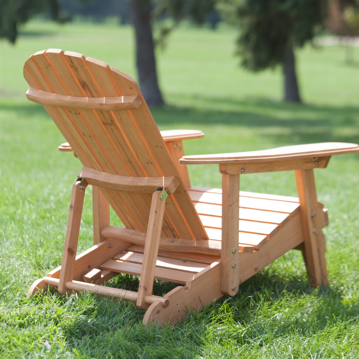 Reclining Adirondack Chair with Pull-out Ottoman in Natural Fir Wood - Image 2