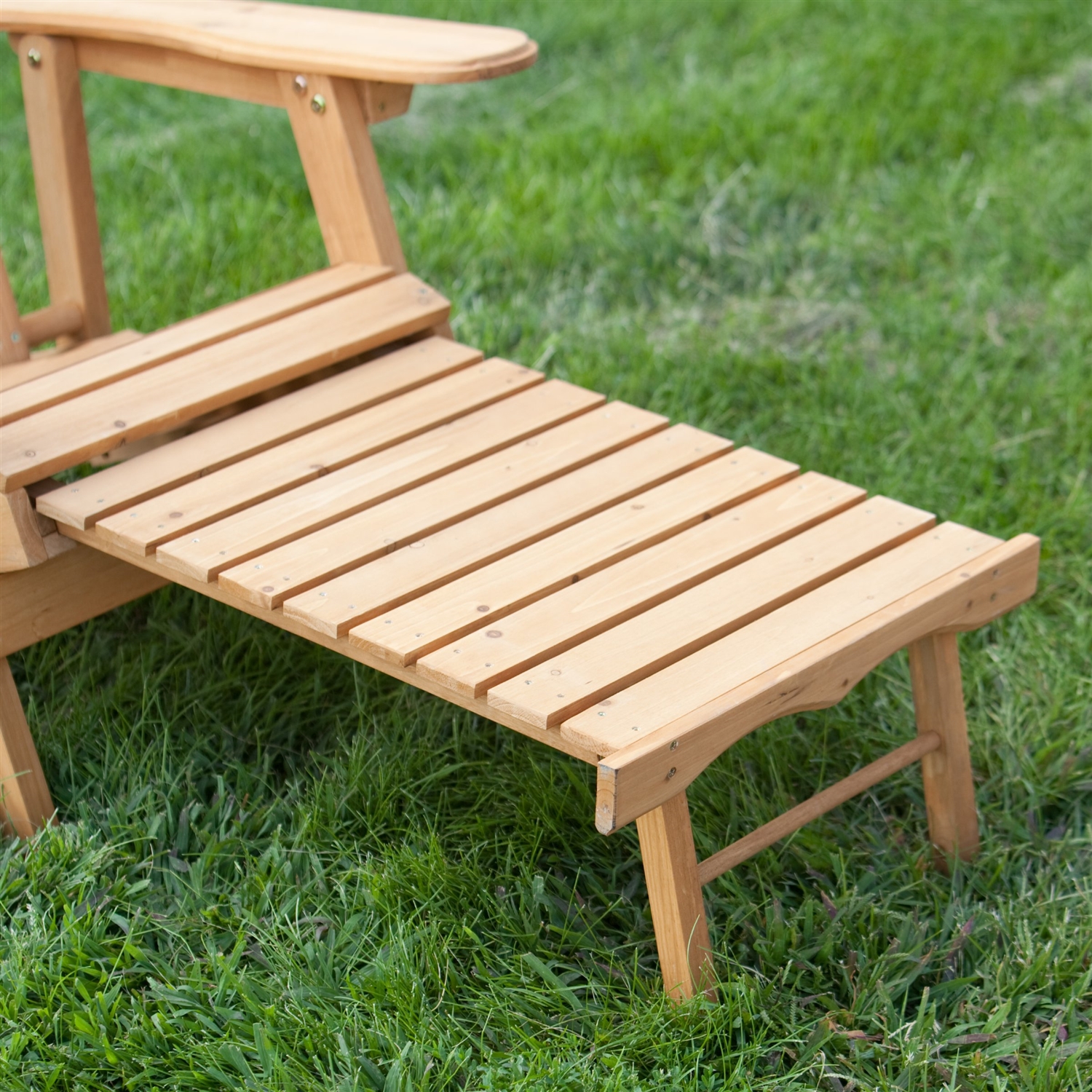 Reclining Adirondack Chair with Pull-out Ottoman in Natural Fir Wood - Image 3
