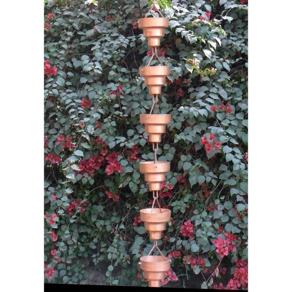 Pure Copper 8.5-Ft Long Rain Chain with Wide Mouth Funnel Cups - Image 2