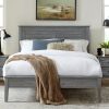 Contemporary Grey Solid Pine Platform Bed in Queen Size - Image 3