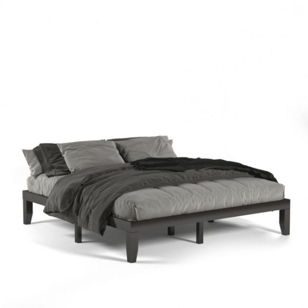 14 Inch Modern Rubberwood Chocolate Platform Bed in King Size - Image 3