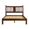 Queen size Solid Pine Wood Platform Bed Frame with Headboard in Cherry - Image 2
